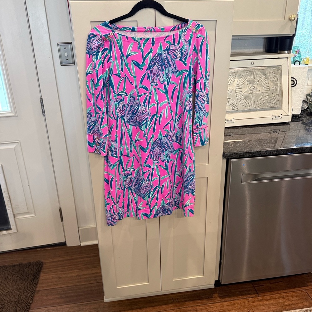 Lilly Pulitzer Hot Pink & Teal Palm Print Dress